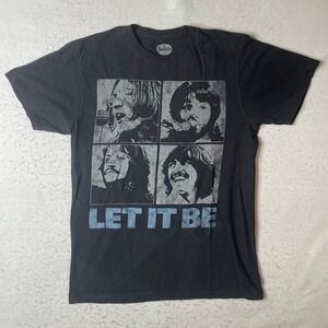 The Beatles Let It Be Graphic T-Shirt Mens Large Black Apple Corps 2015 Band Tee